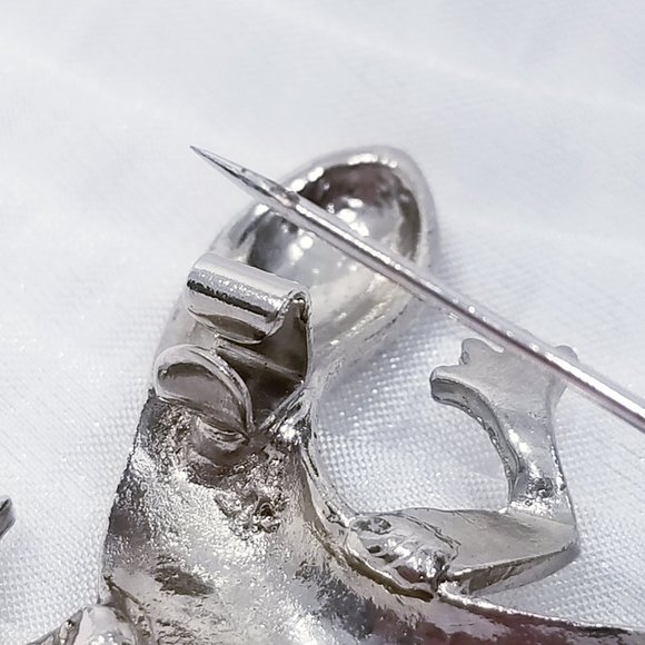 Vintage Sparkly Silver Tone Lizard Brooch/Pin - Picture 8 of 8